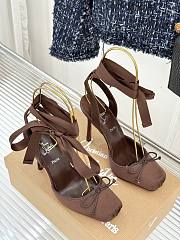 Fortok Christian Louboutin Cassia Lace Up Crepe satin Brown 10cm - 3