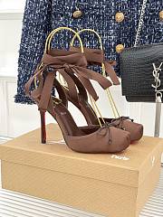 Fortok Christian Louboutin Cassia Lace Up Crepe satin Brown 10cm - 2
