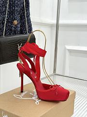 Fortok Christian Louboutin Cassia Lace Up Crepe satin Red 10cm - 1