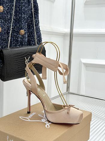 Fortok Christian Louboutin Cassia Lace Up Crepe satin Nude 10cm