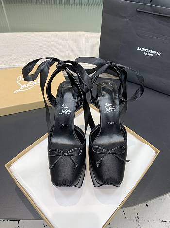 Fortok Christian Louboutin Cassia Lace Up Crepe satin Black 16cm