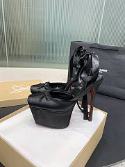 Fortok Christian Louboutin Cassia Lace Up Crepe satin Black 16cm - 5