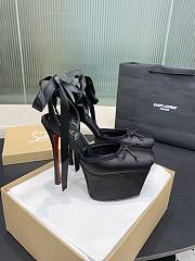 Fortok Christian Louboutin Cassia Lace Up Crepe satin Black 16cm - 4