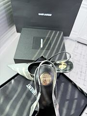 Fortok aSaint Laurent Blade Pointed-Toe Slingback Pumps Metallic Blush Silver 10.5cm - 2