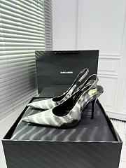 Fortok aSaint Laurent Blade Pointed-Toe Slingback Pumps Metallic Blush Silver 10.5cm - 3