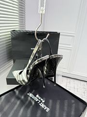 Fortok aSaint Laurent Blade Pointed-Toe Slingback Pumps Metallic Blush Silver 10.5cm - 6