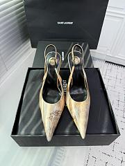 Fortok aSaint Laurent Blade Pointed-Toe Slingback Pumps Metallic Blush Gold 10.5cm - 1