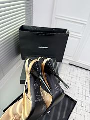Fortok aSaint Laurent Blade Pointed-Toe Slingback Pumps Metallic Blush Gold 10.5cm - 2