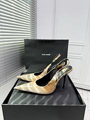 Fortok aSaint Laurent Blade Pointed-Toe Slingback Pumps Metallic Blush Gold 10.5cm - 6
