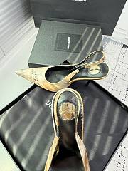 Fortok aSaint Laurent Blade Pointed-Toe Slingback Pumps Metallic Blush Gold 10.5cm - 4