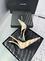 Fortok aSaint Laurent Blade Pointed-Toe Slingback Pumps Metallic Blush Gold 10.5cm - 5