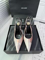Fortok Saint Laurent Blade Pointed-Toe Slingback Pumps Metallic Blush Rose 10.5cm - 1