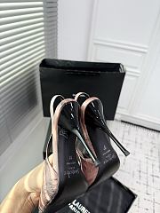 Fortok Saint Laurent Blade Pointed-Toe Slingback Pumps Metallic Blush Rose 10.5cm - 6