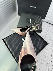 Fortok Saint Laurent Blade Pointed-Toe Slingback Pumps Metallic Blush Rose 10.5cm - 5