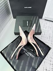 Fortok Saint Laurent Blade Pointed-Toe Slingback Pumps Metallic Blush Rose 10.5cm - 4
