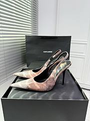 Fortok Saint Laurent Blade Pointed-Toe Slingback Pumps Metallic Blush Rose 10.5cm - 3