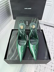 Fortok Saint Laurent Blade Pointed-Toe Slingback Pumps Patent Green 10.5cm - 1