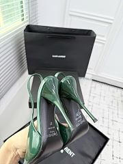 Fortok Saint Laurent Blade Pointed-Toe Slingback Pumps Patent Green 10.5cm - 3