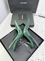 Fortok Saint Laurent Blade Pointed-Toe Slingback Pumps Patent Green 10.5cm - 4