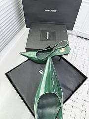 Fortok Saint Laurent Blade Pointed-Toe Slingback Pumps Patent Green 10.5cm - 5