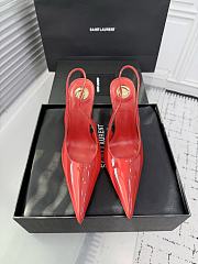 Fortok Saint Laurent Blade Pointed-Toe Slingback Pumps Patent Red 10.5cm - 1