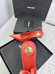 Fortok Saint Laurent Blade Pointed-Toe Slingback Pumps Patent Red 10.5cm - 2