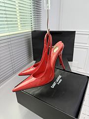 Fortok Saint Laurent Blade Pointed-Toe Slingback Pumps Patent Red 10.5cm - 5