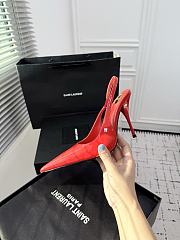 Fortok Saint Laurent Blade Pointed-Toe Slingback Pumps Patent Red 10.5cm - 6