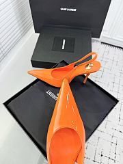 Fortok Saint Laurent Blade Pointed-Toe Slingback Pumps Patent Orange 10.5cm - 2