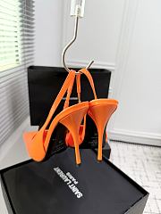 Fortok Saint Laurent Blade Pointed-Toe Slingback Pumps Patent Orange 10.5cm - 3
