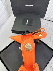 Fortok Saint Laurent Blade Pointed-Toe Slingback Pumps Patent Orange 10.5cm - 4