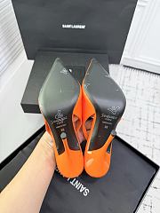 Fortok Saint Laurent Blade Pointed-Toe Slingback Pumps Patent Orange 10.5cm - 5