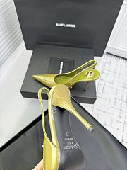 Fortok Saint Laurent Blade Pointed-Toe Slingback Pumps Patent Olive Green 10.5cm - 6