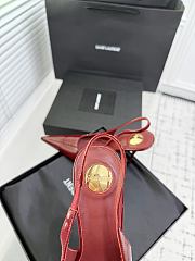 Fortok Saint Laurent Blade Pointed-Toe Slingback Pumps Patent Burgundy 10.5cm - 2
