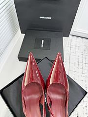Fortok Saint Laurent Blade Pointed-Toe Slingback Pumps Patent Burgundy 10.5cm - 3