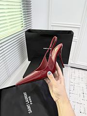 Fortok Saint Laurent Blade Pointed-Toe Slingback Pumps Patent Burgundy 10.5cm - 4