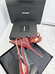 Fortok Saint Laurent Blade Pointed-Toe Slingback Pumps Patent Burgundy 10.5cm - 5