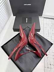 Fortok Saint Laurent Blade Pointed-Toe Slingback Pumps Patent Burgundy 10.5cm - 6