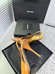 Fortok Saint Laurent Blade Pointed-Toe Slingback Pumps Patent Brown 10.5cm  - 6