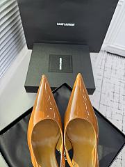 Fortok Saint Laurent Blade Pointed-Toe Slingback Pumps Patent Brown 10.5cm  - 2