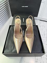 Fortok Saint Laurent Blade Pointed-Toe Slingback Pumps Patent Nude 10.5cm - 1