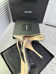 Fortok Saint Laurent Blade Pointed-Toe Slingback Pumps Patent Nude 10.5cm - 2