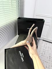 Fortok Saint Laurent Blade Pointed-Toe Slingback Pumps Patent Nude 10.5cm - 5