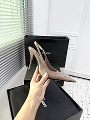 Fortok Saint Laurent Blade Pointed-Toe Slingback Pumps Patent Nude 10.5cm - 4