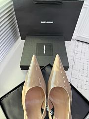 Fortok Saint Laurent Blade Pointed-Toe Slingback Pumps Patent Nude 10.5cm - 6