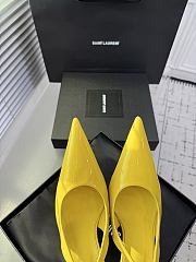 Fortok Saint Laurent Blade Pointed-Toe Slingback Pumps Patent Lemon Yellow 10.5cm - 2