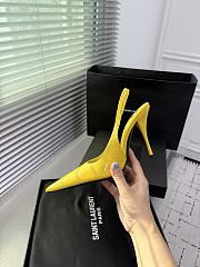 Fortok Saint Laurent Blade Pointed-Toe Slingback Pumps Patent Lemon Yellow 10.5cm - 4