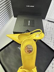 Fortok Saint Laurent Blade Pointed-Toe Slingback Pumps Patent Lemon Yellow 10.5cm - 3