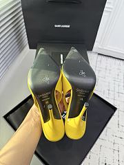 Fortok Saint Laurent Blade Pointed-Toe Slingback Pumps Patent Lemon Yellow 10.5cm - 6