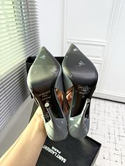 Fortok Saint Laurent Blade Pointed-Toe Slingback Pumps Patent Misty Teal 10.5cm - 6